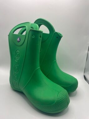 CROCS Kids Bright Green Handle Rain Boots Junior size 1